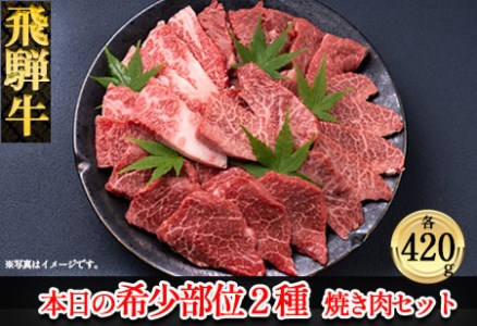 飛騨牛本日の希少部位2種焼肉セット 各420g  牛肉 国産 ブランド牛【11-27】【冷凍】