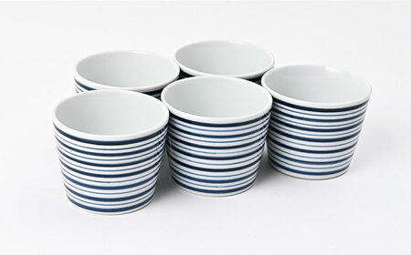 【波佐見焼】 和福 マルチカップ ボーダー  5個セット そば猪口 オリジナル 縁起もの【福田陶器店】[PA390]