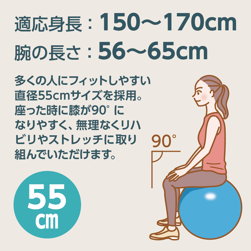 ストレッチボール 55㎝ ライトブルー ボール ポンプ付き ストレッチ トレーニング 体感 筋肉