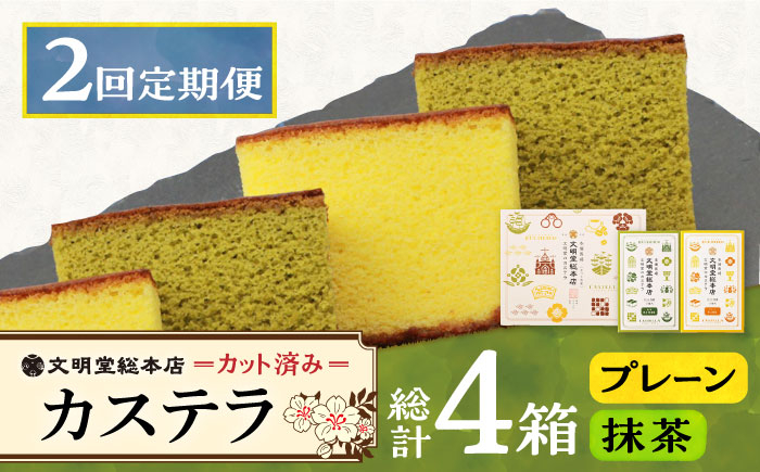 
            【2回定期便】カット包装カステラ　2箱入 （プレーン・抹茶）≪小値賀町≫【株式会社文明堂総本店】 カステラ かすてら 菓子 お菓子 和菓子 [DBF010] 15000円 以上
          
