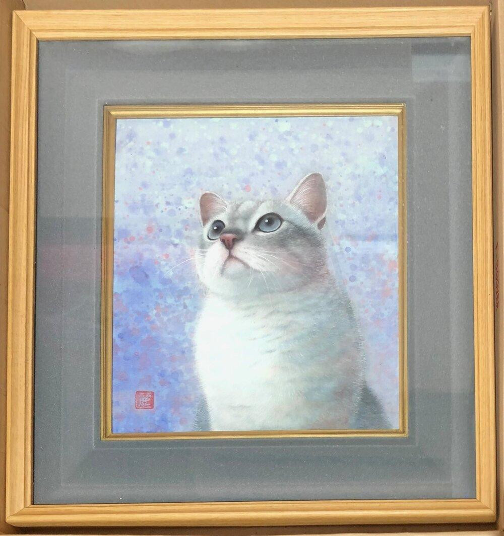 
猫の肖像画　日本画
