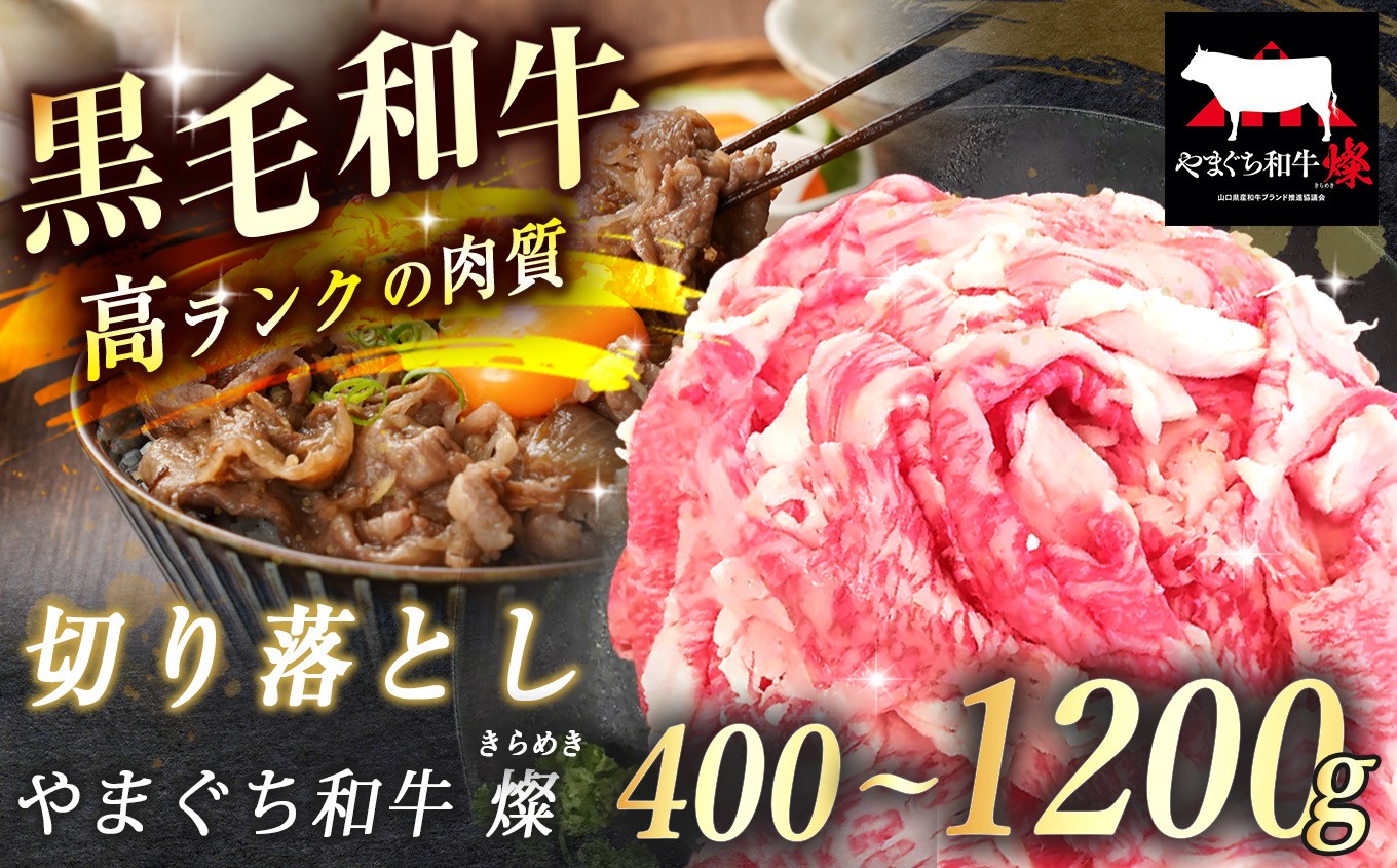 
                  数量限定！選べる 極上牛肉 やまぐち和牛 燦 ( きらめき ) 切り落とし 400g / 800g / 1200g ｜ 山口 県 美祢市 牛肉 ブランド牛 黒毛和牛 切り落とし 牛 肉 お肉 にく
                