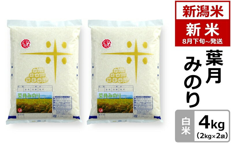 【ふるさと納税】【先行予約・令和8年産新米・8月下旬～発送】新潟米 葉月みのり 白米 4kg ヤタらうんめぇお米 水田環境鑑定士在籍[Y0195]【新潟県 柏崎市 】