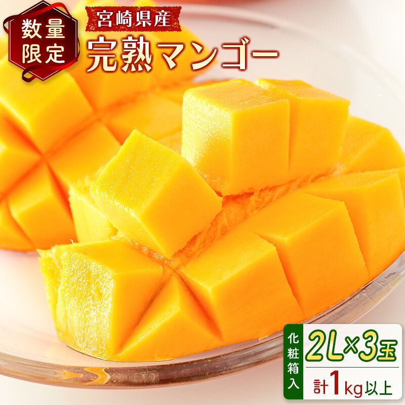【ふるさと納税】＜数量限定＞宮崎県産 完熟マンゴー2L×3玉（計1kg以上）※2027年4月下旬配送開始 化粧箱入 フルーツ くだもの