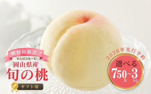 
                  ＜選べる容量＞＜数量限定＞［なんばふぁーむ］岡山県産 旬の桃［ギフト用］750g～3kg【2026年発送】桃 もも モモ フルーツ 果物 贈答 贈答用 ギフト 朝採り旬 岡山県産 産地直送 産直 送料無料 鏡野町
                