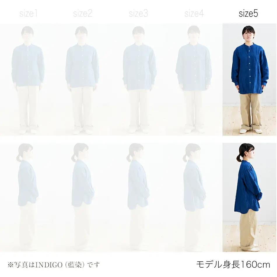 手染めリネン切替シャツ サイズ 5 LIGHT GRAY（薄墨染）　AO030