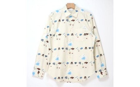 CLOFT 綿100％長袖プリントシャツ”たまにはぼっーとしようよ” M 0139-017-S07-1