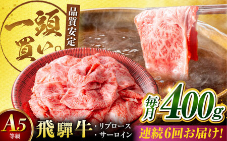【6回定期便】飛騨牛サーロイン・リブロース 400g×1パック すき焼きしゃぶしゃぶ用肉 [AVBO022]