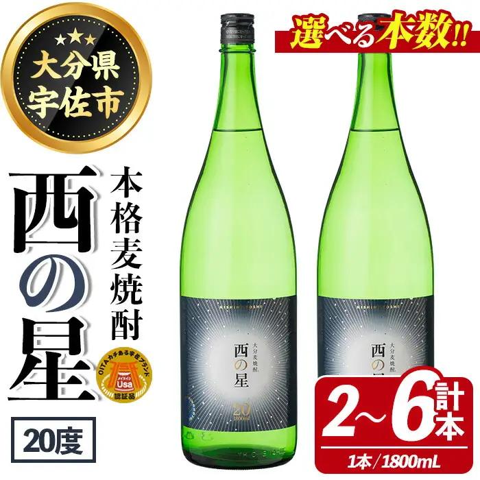西の星 ビン 20度(1800ml×2本)酒 お酒 焼酎 麦焼酎 アルコール 三和酒類【114001700】【一般社団法人　地域商社USA】