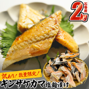 【数量限定】ギンザケ カマ 塩麹漬け 石巻産 2kg 銀鮭 鮭カマ さけカマ ギンザケカマ 銀鮭カマ 塩麹漬けカマ