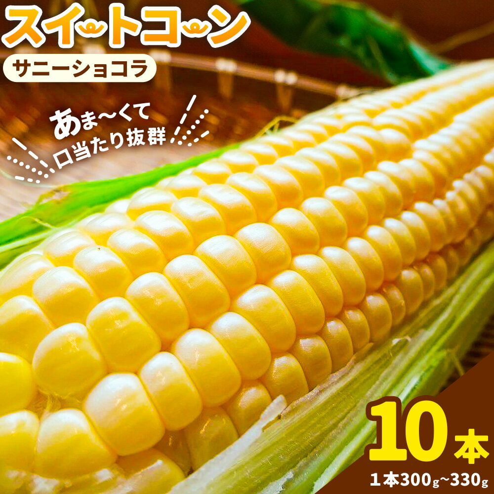 【ふるさと納税】とうもろこし スイートコーン サニーショコラ 10本 1本あたり 300g ～ 330g やまおか農園《7月中旬-8月上旬頃出荷》岡山県 備前市 とうもろこし コーン スイートコーン 野菜 コーンスープ バターコーン 送料無料