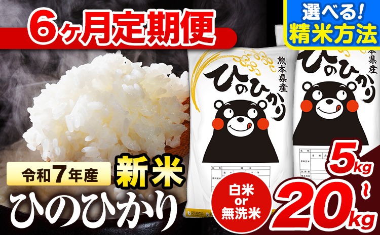  新米 令和7年産 【6ヶ月定期便】 無洗米 も選べる ひのひかり 定期便あり 5kg 10kg 15kg 20kg 《11月から出荷開始》 熊本県産 ふるさと納税 無洗米 白米 精米 ひの 米 こめ ふるさとのうぜい ヒノヒカリ コメ お米---hn7tei_141000_10kg_nov6_hkw_h---