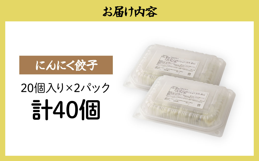 にんにく餃子20個×2箱 餃子 40個 人気店の旨味あふれる冷凍餃子 | 大量 大容量 ギョウザ 冷凍餃子 ギョーザ 冷凍ギョウザ 冷凍 冷凍ぎょうざ ぎょうざ ぎょーざ おいしい 手軽 食べ比べ 美