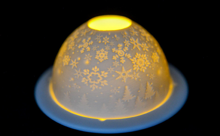 【波佐見焼】リトファニーキャンドルライト〈スノーフレーク〉【ルセラ・ポーセリン】[CG15]