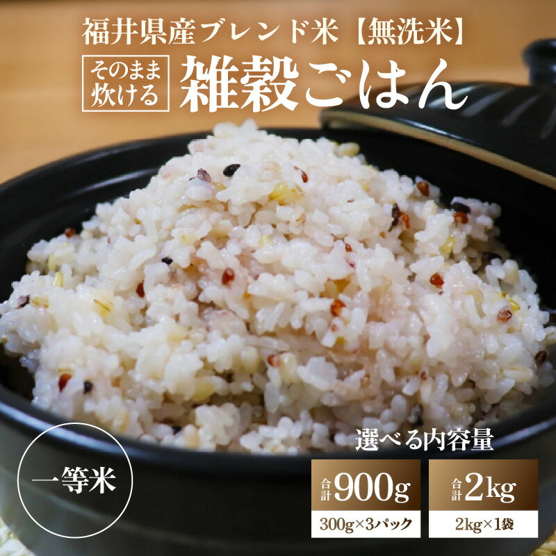 【ふるさと納税】【先行予約】【令和6年産 福井県産ブレンド米】【一等米】無洗米 こだわり雑穀ごはん 900g / 2kg / 小分け 雑穀米 ブレンド 赤米 黒米 麦 緑米 ぷちぷち 食感 歯ごたえ 白米 穀物 こしひかり コシヒカリ あわら市産 新米 ※2024年10月上旬より順次発送