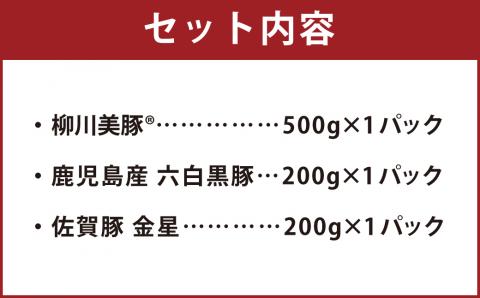 柳川 美豚 VS 九州産 銘柄豚 食べ比べ対決 合計 900g 豚肉 スライス 焼肉 すき焼き しゃぶしゃぶ