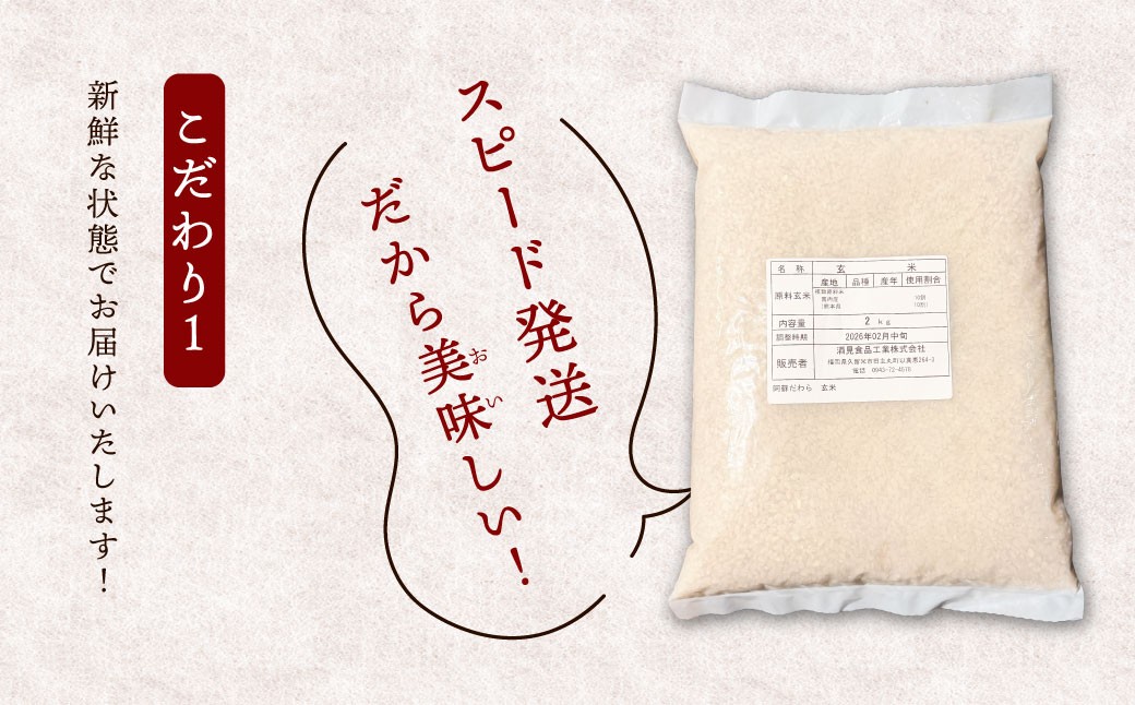 【11ヶ月定期便】阿蘇だわら (玄米) 20kg (2kg×10袋) 