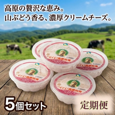 
                  ＜毎月定期便＞くずまき高原牧場 クリームチーズ＜山ぶどう＞100g×5個セット全12回【4078667】
                