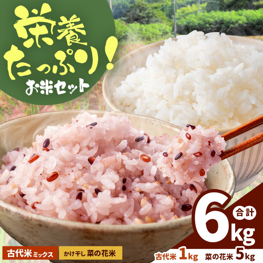 【ふるさと納税】 かけ干し菜の花米（ 5kg ）と 古代米ミックス（ 1kg ） セット ｜ 国産 熊本県 和水町 ごはん 便利 米 フードロス くまもと