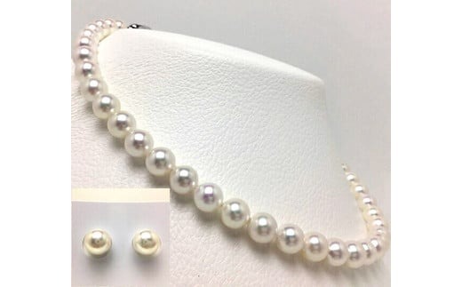 【大珠】 アコヤ真珠 8 ～ 8.5mm ネックレス ピアス セット Pt900 プラチナ 真珠 アクセサリー パール 母の日 入学式 卒業式 結婚式 冠婚葬祭 誕生石 フォーマル ジュエリー / 老