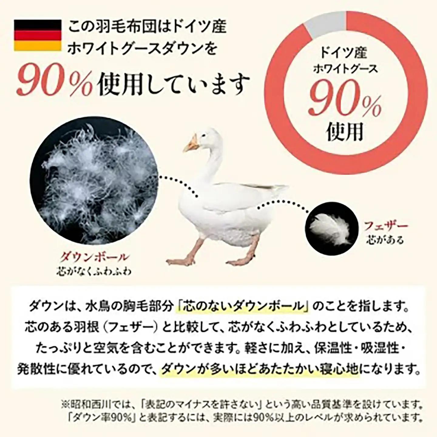 昭和西川 ムアツ まくら MP2100 ＋ CMD 羽毛ふとん セット ダブル ロングサイズ ( ベージュ ) ドイツ産 グース90％