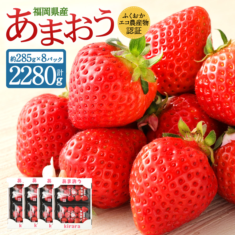 あまおう 約2280g 約285g×8パック いちごファームきらら【ふくおかエコ農産物認証】【2026年2月上旬-3月下旬発送予定】