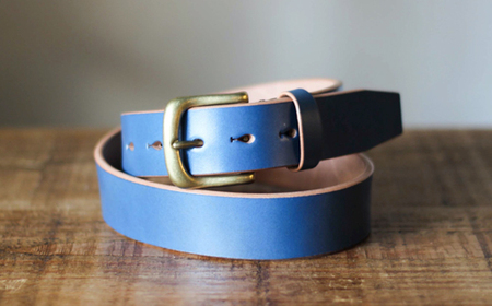 【minca】幅35mmベルト/36インチ  栃木レザーの希少な「ハーネスレザー」使用の贅沢な1枚革のレザーベルト/ブルー/HL-B02/BLUE/minca　563【小物 ファッション 人気 おすすめ 】