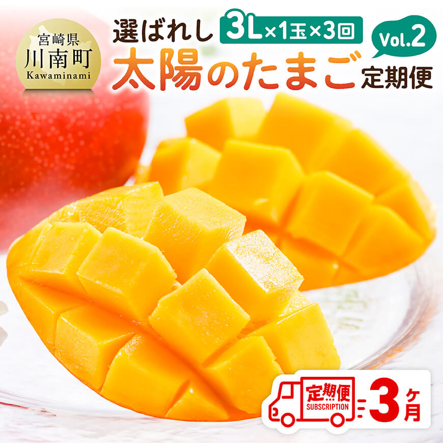 【ふるさと納税】【3ヶ月定期便】選ばれし太陽のたまご定期便Vol.2 - 川南町産 くだもの マンゴー C11709t3