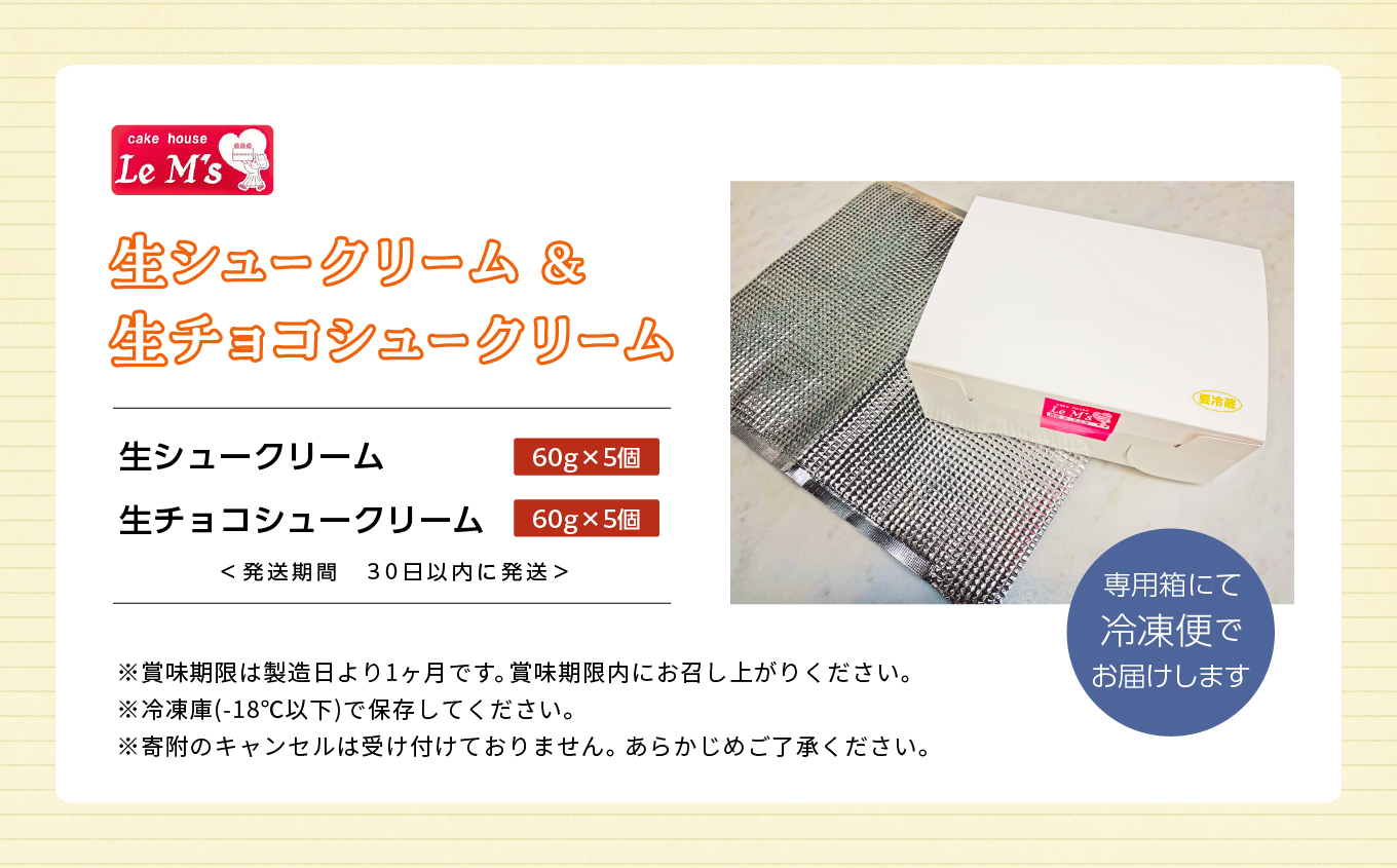 生シュークリームと生チョコシュークリーム10個入り【ル・エムズ】
