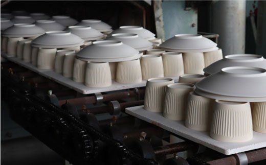 【波佐見焼】しのぎ 中皿 5枚セット（ピンク）【一龍陶苑】 [CC17]