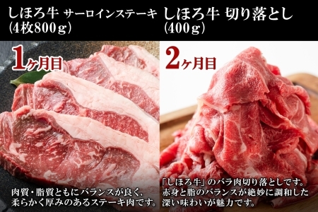 ■定期便■ 北海道 しほろ牛 冬の定期便 全5回 牛肉 サーロイン ステーキ リブロース 切り落とし ローストビーフ カルビ味付き 肉 牛 赤身肉 国産牛 肉 ビーフ 牛肉 冷凍 お惣菜 焼肉 頒布会