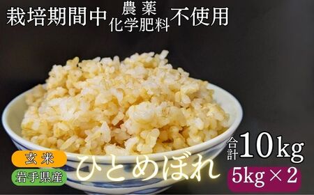 岩手県産 ひとめぼれ 玄米 10kg ／ 農薬 化学肥料 ：栽培期間中 不使用 武田家のお米【米農家 仁左ェ門】 米 こめ コメ ご飯 ライス おにぎり 弁当 単一原料米 10キロ １０kg 産地直送 農家直送 国産 おすすめ 人気