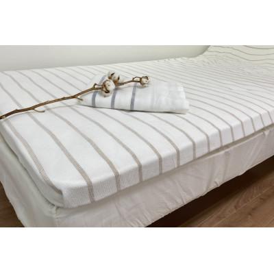 ふるさと納税 泉大津市 オーガニックコットン　タオルシーツ　シングル145×230cm　ボーダー　ベージュ　SNS-13BE |  | 03