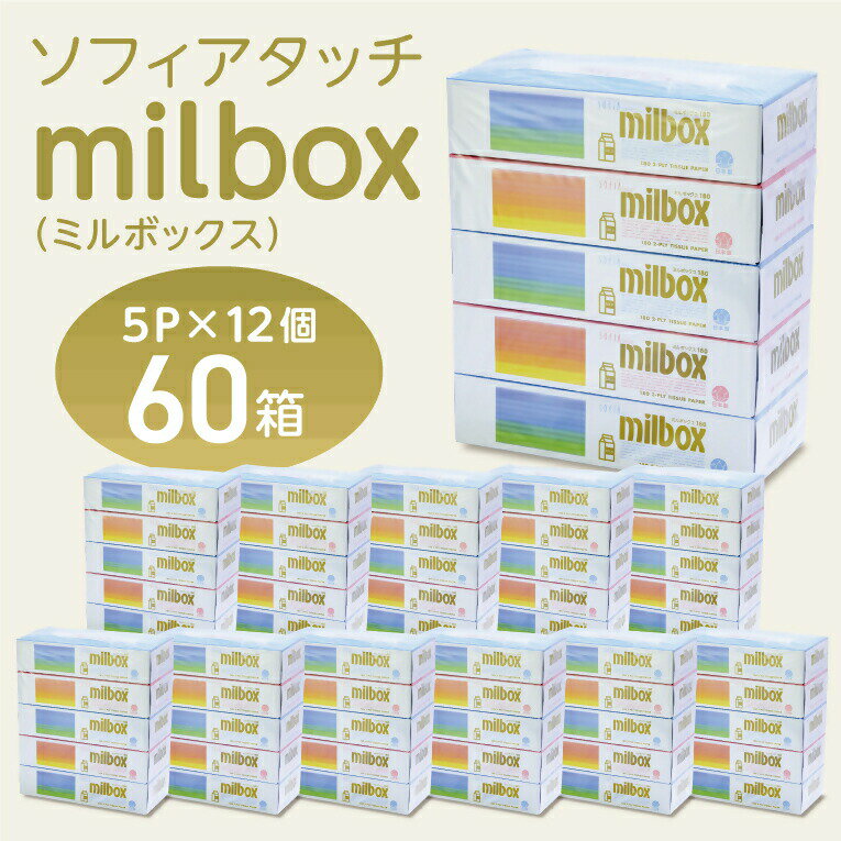 【ふるさと納税】マスコー製紙 ミルボックス ティッシュペーパー 180組×5箱×12パック (60箱)　送料無料 静岡県 富士宮市