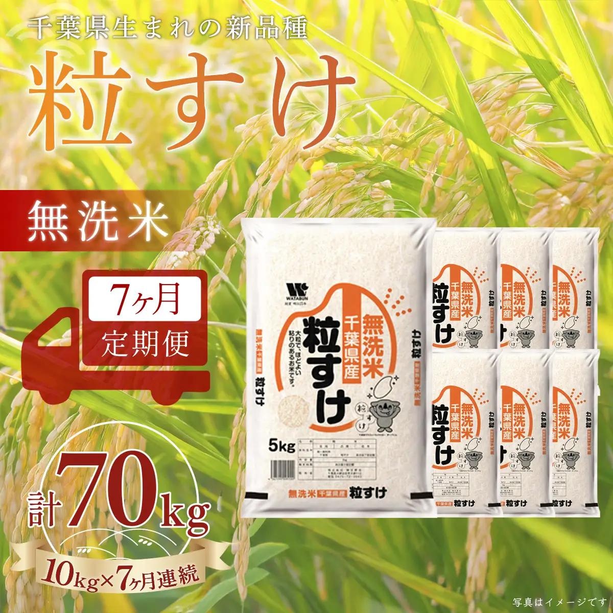 ＜7か月定期便＞ 千葉県産「粒すけ」無洗米 10kg×7か月連続 計70kg A101
