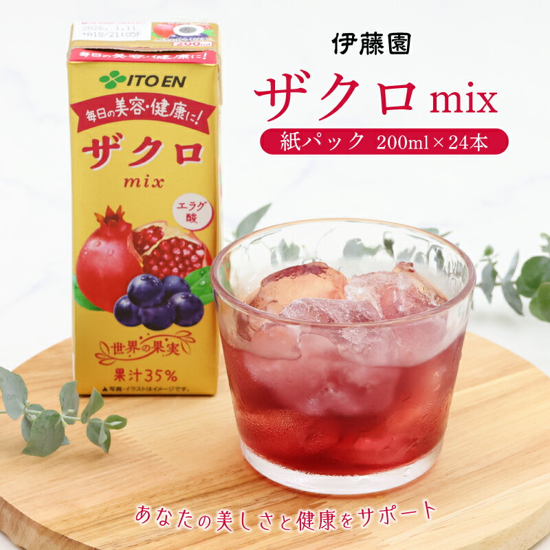 【ふるさと納税】伊藤園 ザクロmix 紙パック 200ml 24本／果汁入り飲料 ジュース ドリンク 柘榴 ざくろ 葡萄 ぶどう ブドウ エラグ酸 美容 健康 東北 山形 寒河江