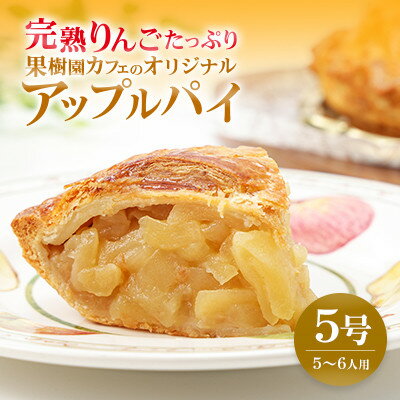 【ふるさと納税】完熟りんごたっぷり 果樹園カフェのアップルパイ 5号(5～6人用)【配送不可地域：離島・北海道・沖縄県・中国・四国・九州】【1598951】