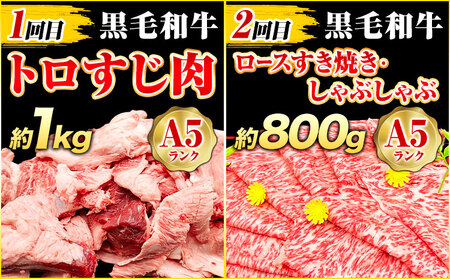 【4ヶ月定期便】A5黒毛和牛 お試し 定期便 合計 3.4kg