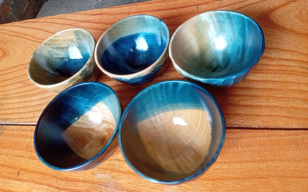 No.602 【秩父産材使用】藍染の木のぐい呑み