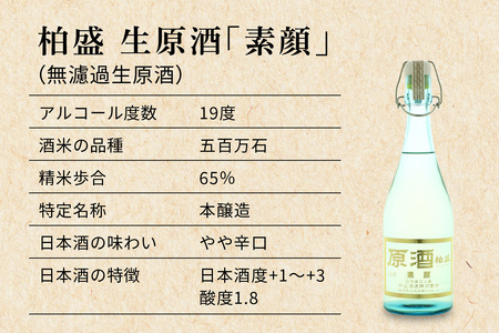 原酒柏盛 生原酒「素顔」(無濾過生原酒) 720ml｜片山酒造 日本酒 お酒 原酒 生原酒 生酒 地酒 日光市 [0614]