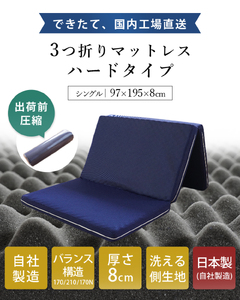 体圧分散バランスマットレス １台 （ハード）バランスタイプ ネイビー シングルサイズ 圧縮梱包