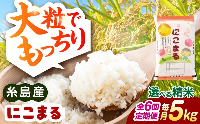 
                  【全6回定期便】【精米方法が選べる！】にこまる 5kg（5kg×1袋） 糸島市 / 玄米・精米専門店 新飼宗一郎商店 [ADE023]
                