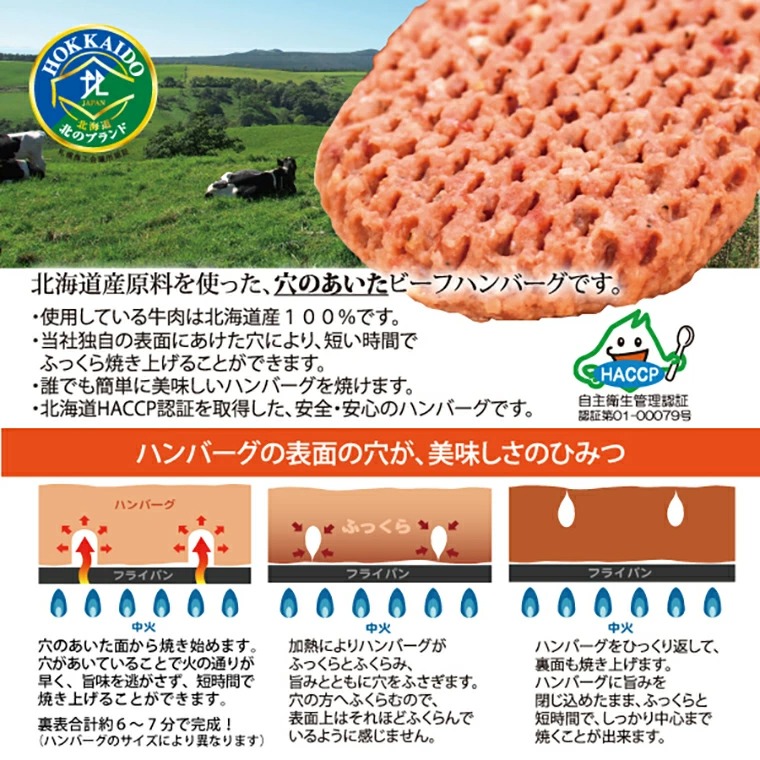 120019001 北海道ビーフハンバーグ（150g×15）穴のあいたビー