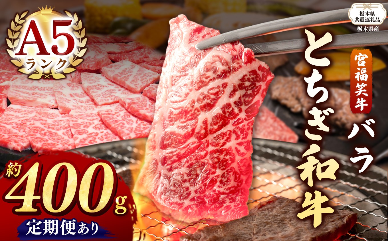 
                  【栃木県共通返礼品】【定期便】宮福笑牛(とちぎ和牛) A5 バラ焼き肉 約400g  定期便あり | 定期便 黒毛 和牛 牛肉 焼肉 とろける 霜降り 赤身 切り落とし ふるさと 納税 イチオシ おすすめ 栃木県 下野市 しもつけ市
                