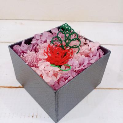 ふるさと納税 七尾市 水引BOXプリザーブドフラワー(ピンク)