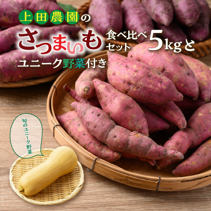 【ふるさと納税】【10月下旬～翌年1月中旬発送】上田農園のさつまいも食べ比べセット5kgとユニーク野菜付き 安納芋 紫いも 焼いも スイートポテト 送料無料