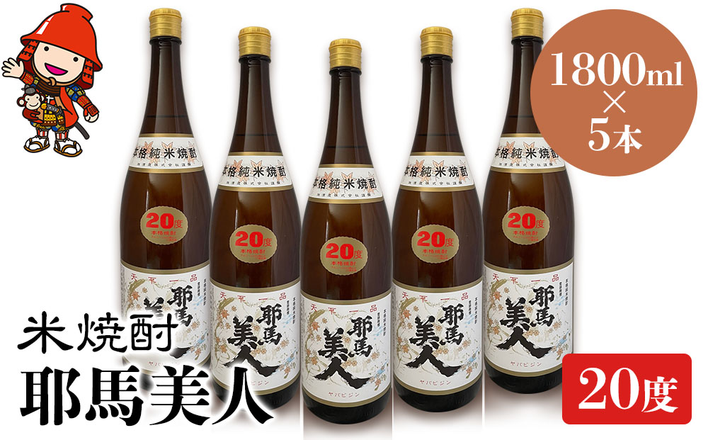 米焼酎 耶馬美人 20度 1,800ml×5本 大分県中津市の地酒 焼酎 酒 アルコール 大分県産 九州産 中津市 熨斗対応可