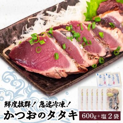 ふるさと納税 須崎市 【急速冷凍】鮮度抜群!かつおのタタキ100g 6枚セットと塩2袋