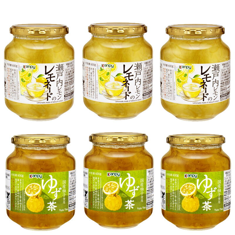 
                  国産ゆず茶・瀬戸内レモンのレモネードセット　6本(2種×3) 各600g 計3.6kg 兵庫県 丹波篠山市 柚子茶 ゆず レモネード れもん カンピー ジャム ドリンク
                