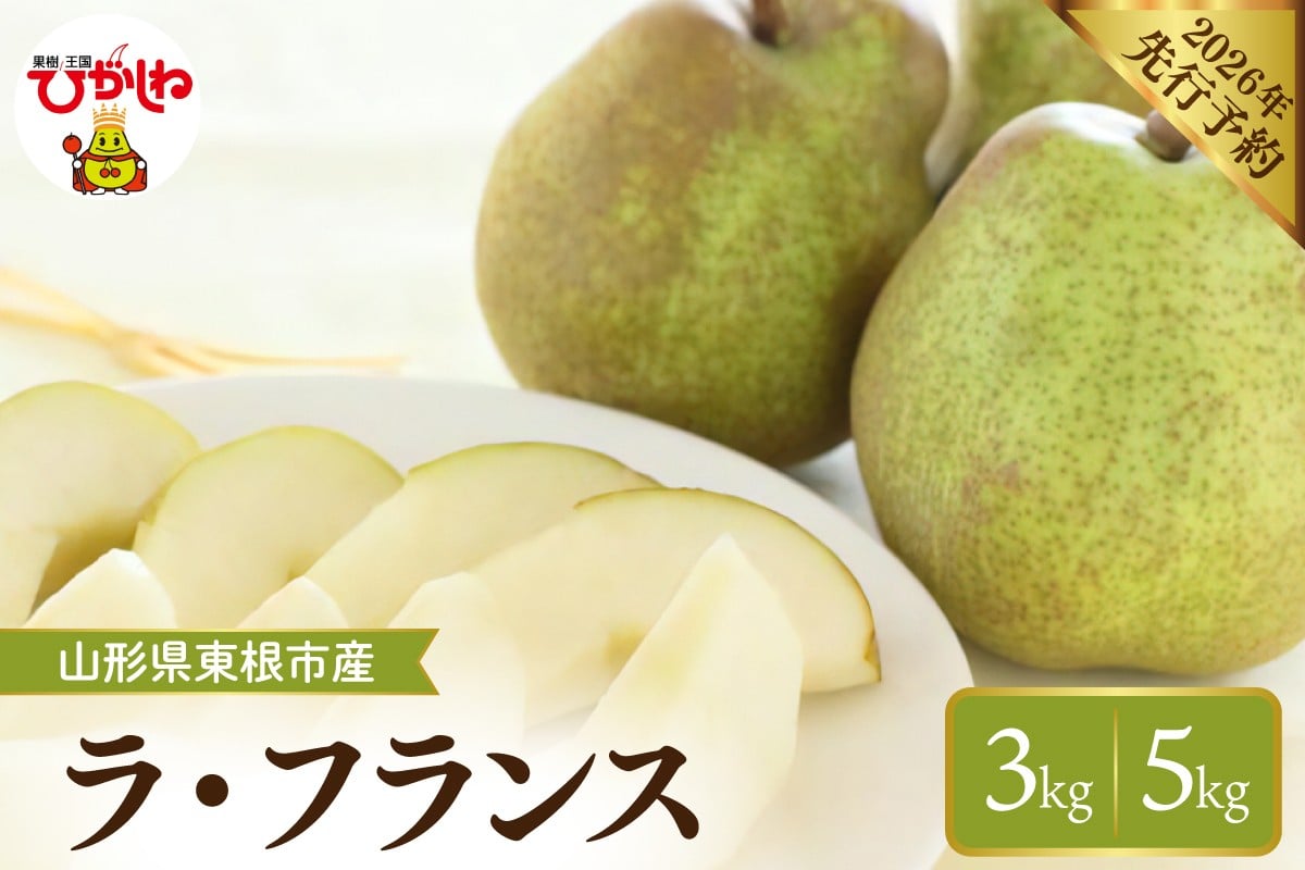 
            【2026年産先行予約】≪内容量が選べる≫ フルーツの女王「ラ・フランス」【約3kg(8～11玉)・ 約5kg (14～18玉) 山形県 東根市　hi026-059-o
          